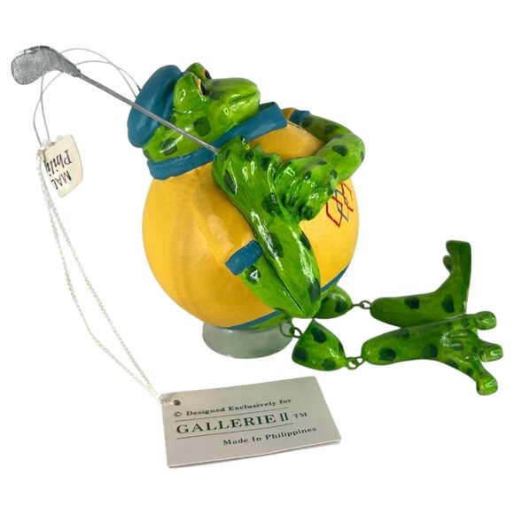 Gallerie II Frog Fisherman Figurine Christmas Ornament With Fishing Rod Novelty - Picture 3 of 8